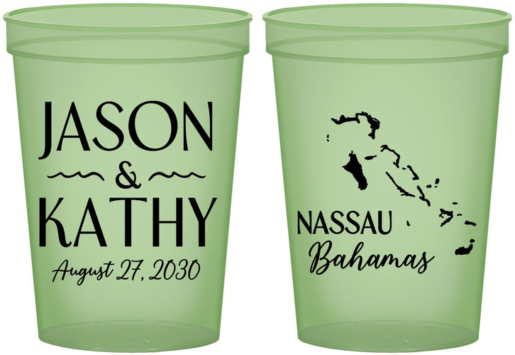 Custom Wedding 16 oz Glow In The Dark Cups - Bahamas | 506