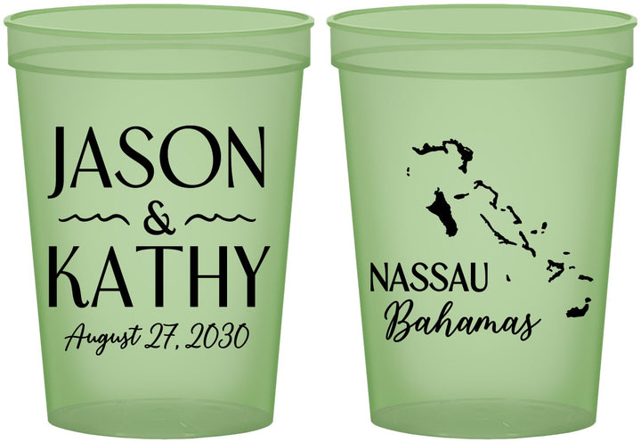 Custom Wedding 16 oz Glow In The Dark Cups - Bahamas | 506