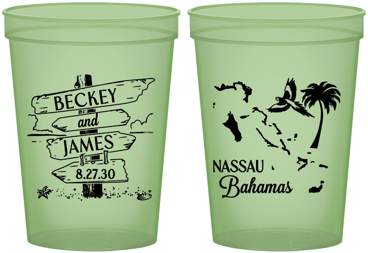 Custom Wedding 16 oz Glow In The Dark Cups - Bahamas | 507