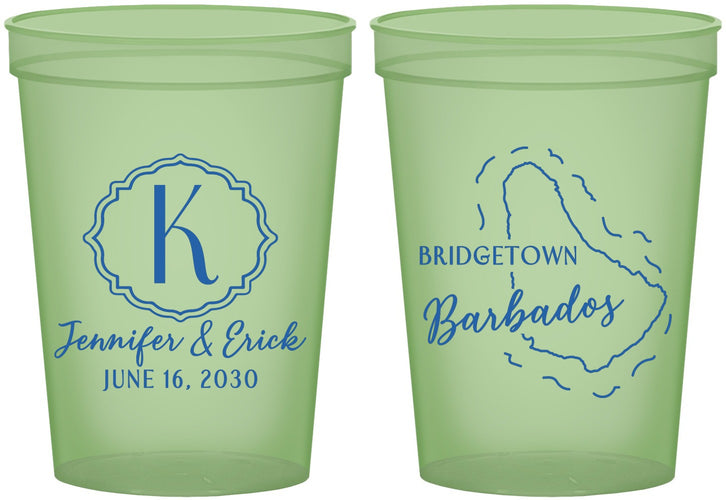 Custom Wedding 16 oz Glow In The Dark Cups - Barbados | 508
