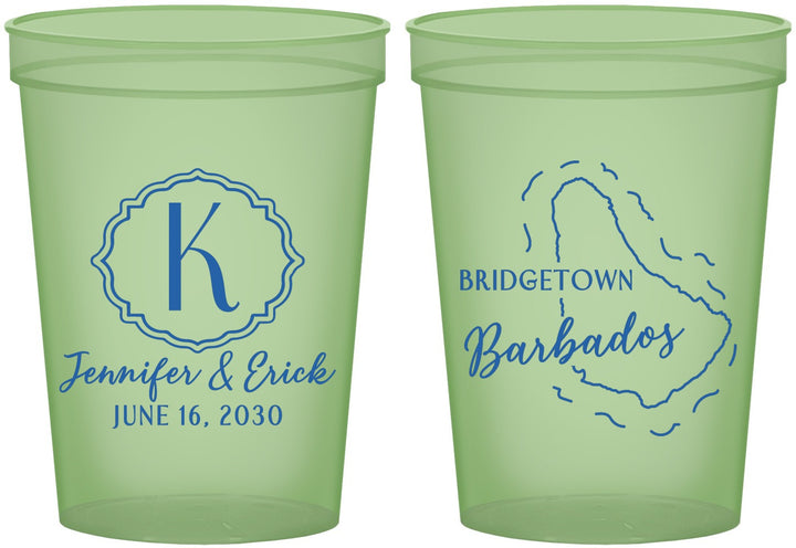 Custom Wedding 16 oz Glow In The Dark Cups - Barbados | 508