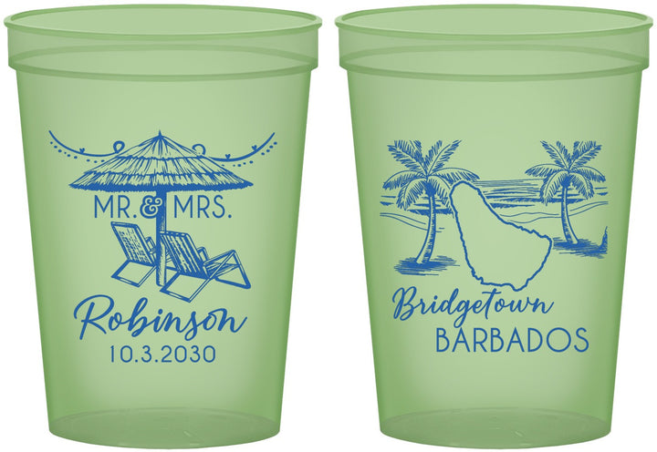 Custom Wedding 16 oz Glow In The Dark Cups - Barbados | 509