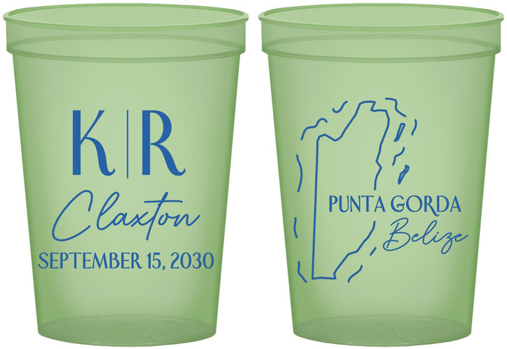 Custom Wedding 16 oz Glow In The Dark Cups - Belize | 510