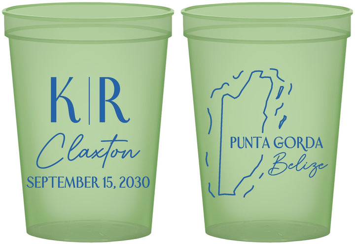 Custom Wedding 16 oz Glow In The Dark Cups - Belize | 510