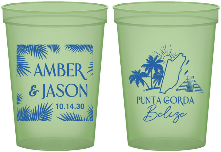 Custom Wedding 16 oz Glow In The Dark Cups - Belize | 511