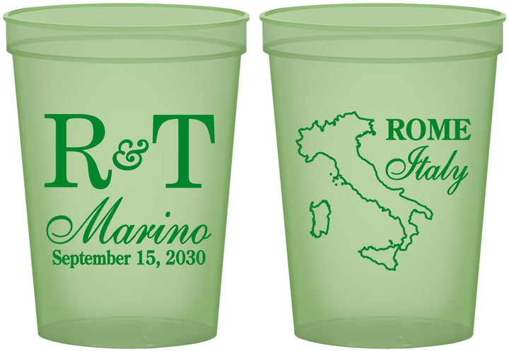 Custom Wedding 16 oz Glow In The Dark Cups - Italy | 514