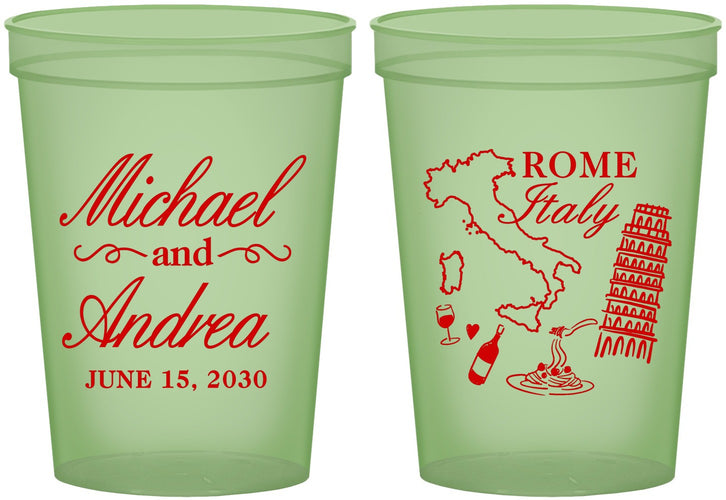 Custom Wedding 16 oz Glow In The Dark Cups - Italy | 515