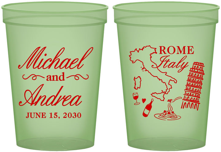 Custom Wedding 16 oz Glow In The Dark Cups - Italy | 515