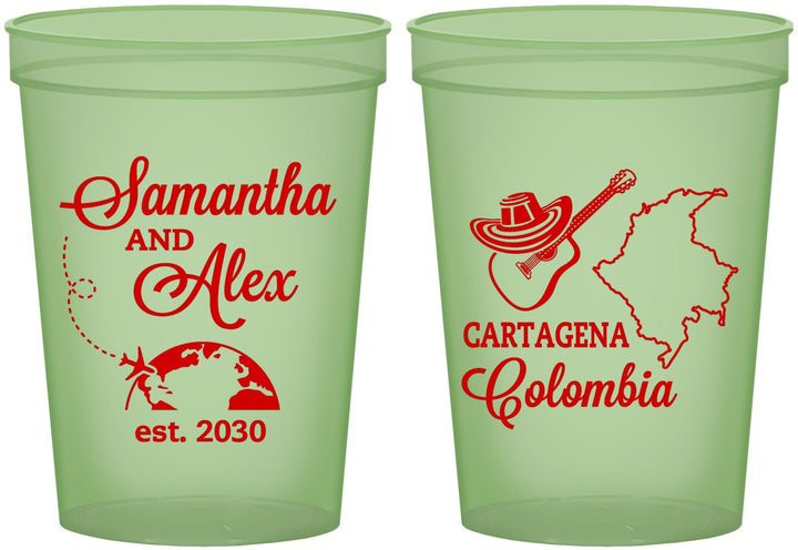 Custom Wedding 16 oz Glow In The Dark Cups - Colombia | 517