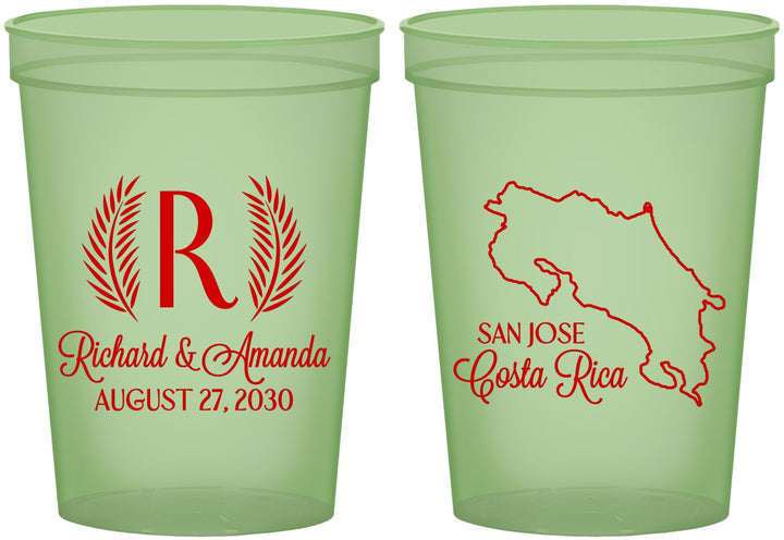 Custom Wedding 16 oz Glow In The Dark Cups - Costa Rica | 518