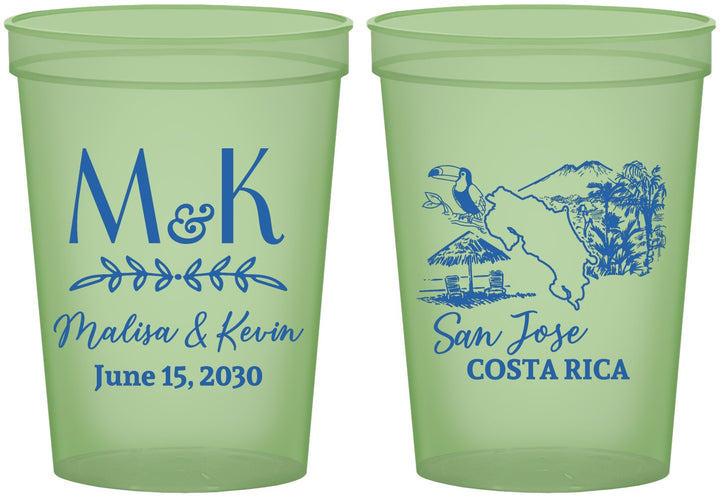 Custom Wedding 16 oz Glow In The Dark Cups - Costa Rica | 519