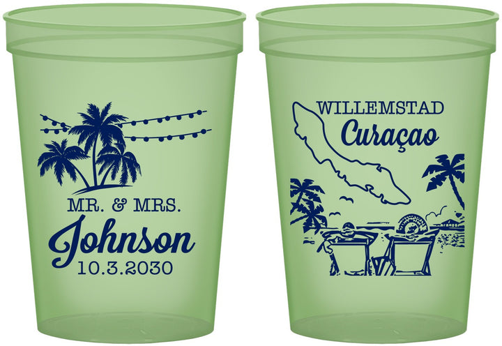 Custom Wedding 16 oz Glow In The Dark Cups - Curacao | 521