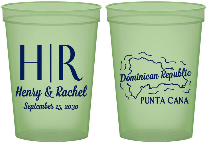Custom Wedding 16 oz Glow In The Dark Cups - Domincan Republic | 522