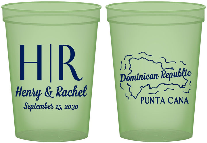Custom Wedding 16 oz Glow In The Dark Cups - Domincan Republic | 522
