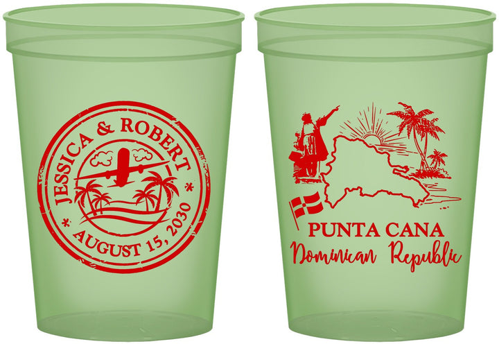 Custom Wedding 16 oz Glow In The Dark Cups - Domincan Republic | 523