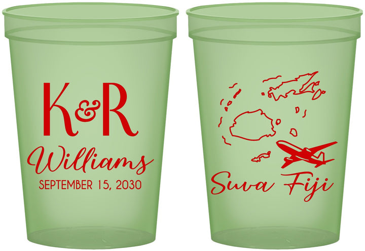 Custom Wedding 16 oz Glow In The Dark Cups - Fiji | 524