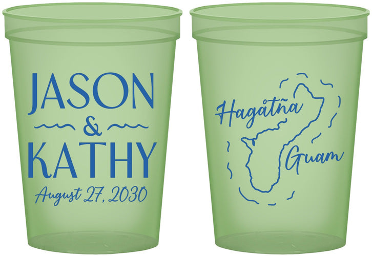 Custom Wedding 16 oz Glow In The Dark Cups - Guam | 526