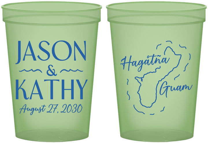 Custom Wedding 16 oz Glow In The Dark Cups - Guam | 526
