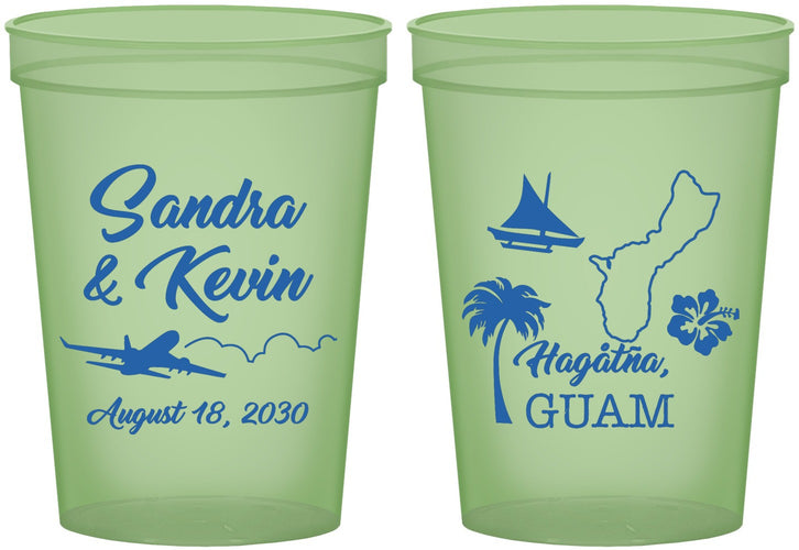 Custom Wedding 16 oz Glow In The Dark Cups - Guam | 527
