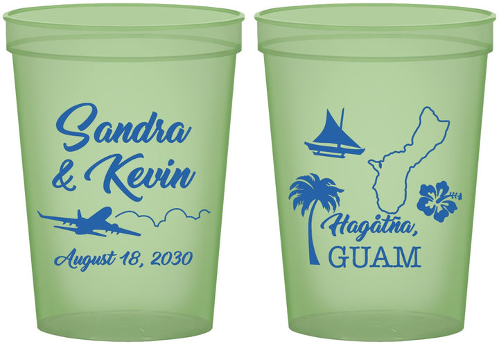 Custom Wedding 16 oz Glow In The Dark Cups - Guam | 527