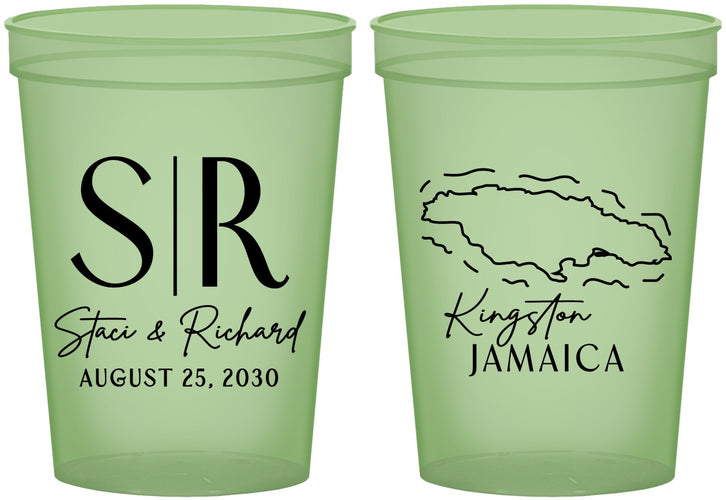 Custom Wedding 16 oz Glow In The Dark Cups - Jamaica | 530
