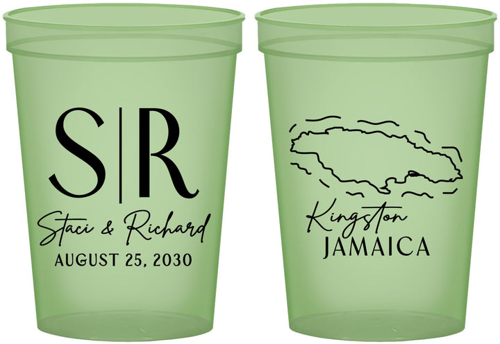 Custom Wedding 16 oz Glow In The Dark Cups - Jamaica | 530