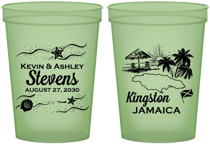 Custom Wedding 16 oz Glow In The Dark Cups - Jamaica | 531