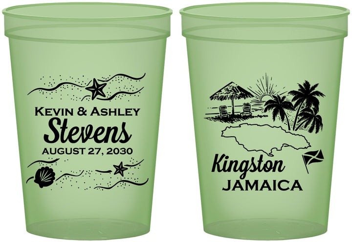 Custom Wedding 16 oz Glow In The Dark Cups - Jamaica | 531