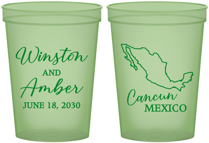 Custom Wedding 16 oz Glow In The Dark Cups - Mexico | 534