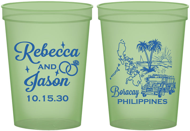 Custom Wedding 16 oz Glow In The Dark Cups - Philippines | 537