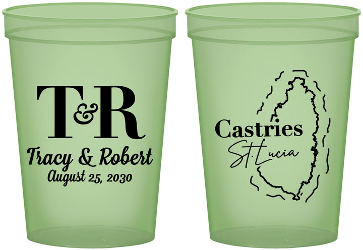 Custom Wedding 16 oz Glow In The Dark Cups - St Lucia | 540