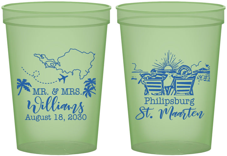 Custom Wedding 16 oz Glow In The Dark Cups - St Maarten | 543