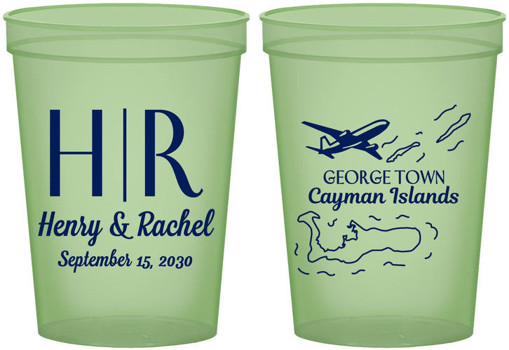 Custom Wedding 16 oz Glow In The Dark Cups - Cayman Island | 544