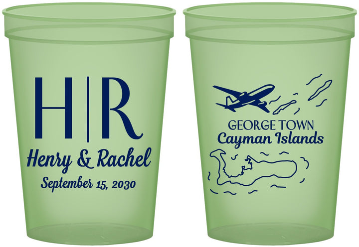Custom Wedding 16 oz Glow In The Dark Cups - Cayman Island | 544