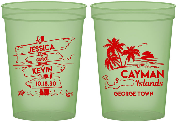 Custom Wedding 16 oz Glow In The Dark Cups - Cayman Island | 545