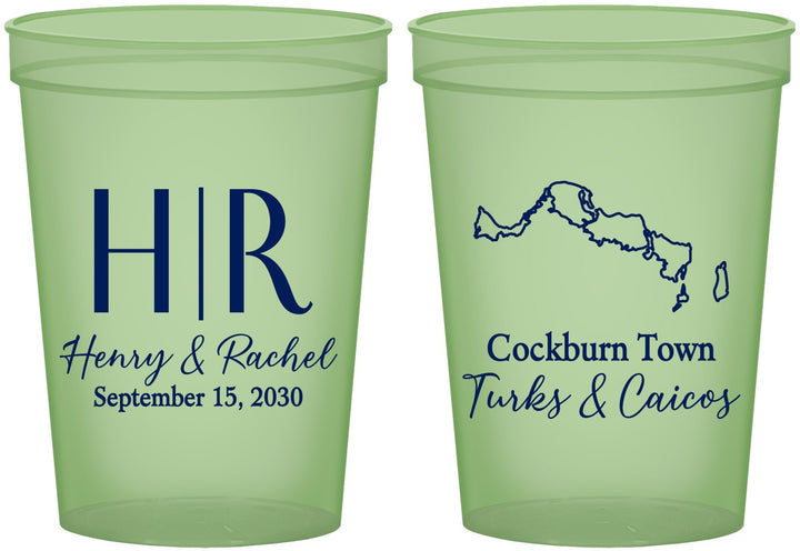 Custom Wedding 16 oz Glow In The Dark Cups - Turks And Caicos | 546