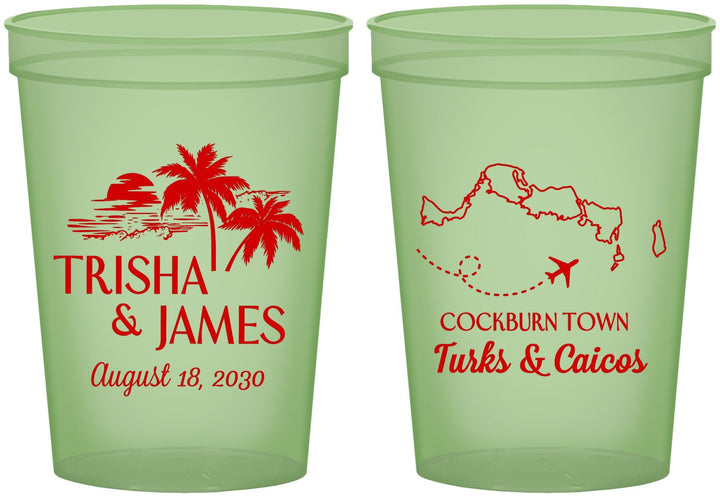 Custom Wedding 16 oz Glow In The Dark Cups - Turks And Caicos | 547