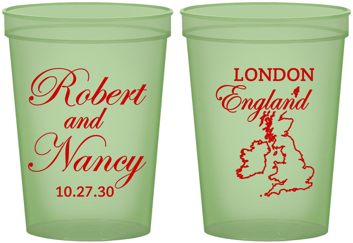 Custom Wedding 16 oz Glow In The Dark Cups - England | 548