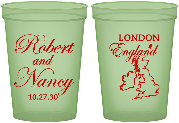 Custom Wedding 16 oz Glow In The Dark Cups - England | 548