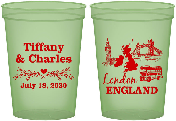 Custom Wedding 16 oz Glow In The Dark Cups - England | 549