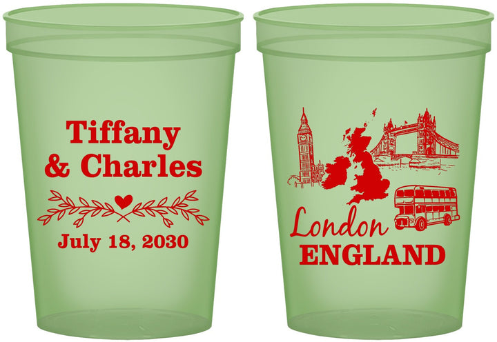 Custom Wedding 16 oz Glow In The Dark Cups - England | 549