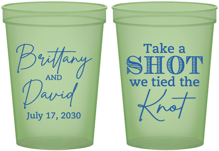 Custom Wedding 16 oz Glow In The Dark Cups - Take A Shot We Tied The Knot | 550