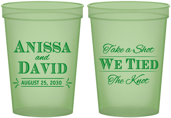 Custom Wedding 16 oz Glow In The Dark Cups - Take A Shot We Tied The Knot | 551