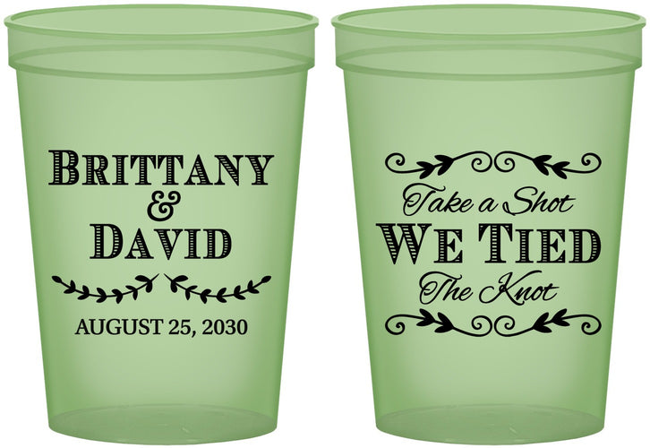 Custom Wedding 16 oz Glow In The Dark Cups - Take A Shot We Tied The Knot | 552