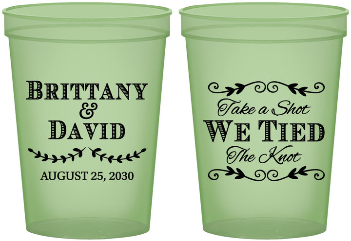 Custom Wedding 16 oz Glow In The Dark Cups - Take A Shot We Tied The Knot | 552