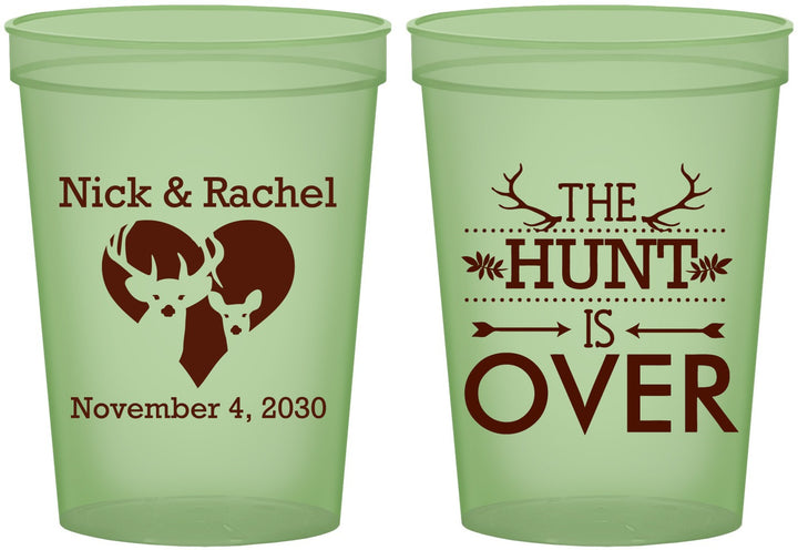 Custom Wedding 16 oz Glow In The Dark Cups - The Hunt Is Over | 554