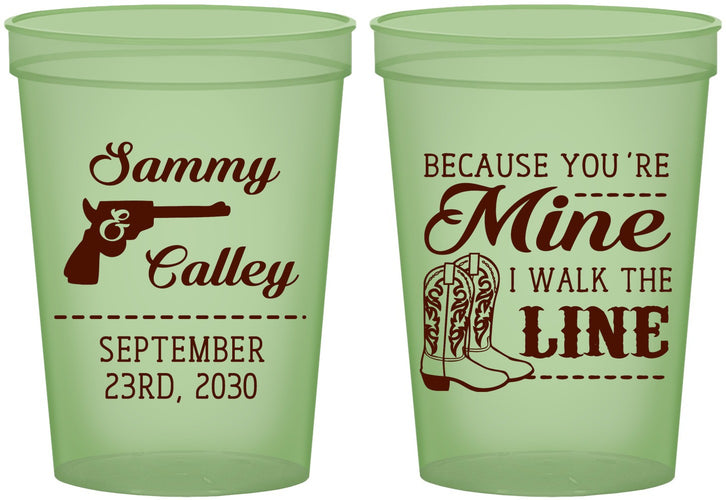 Custom Wedding 16 oz Glow In The Dark Cups - I Walk The Line | 555