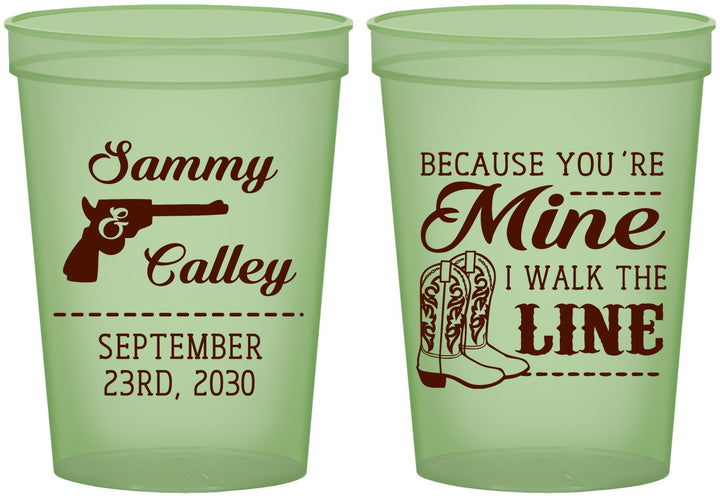 Custom Wedding 16 oz Glow In The Dark Cups - I Walk The Line | 555