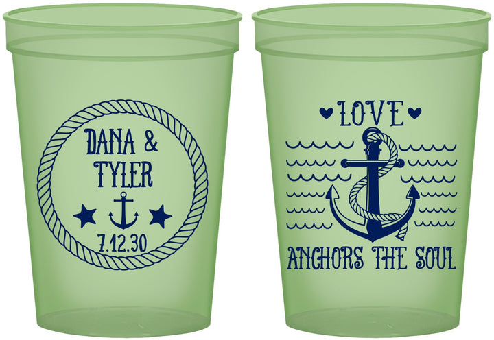 Custom Wedding 16 oz Glow In The Dark Cups - Anchor The Soul | 558
