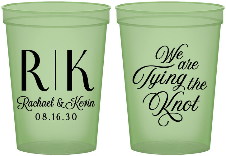 Custom Wedding 16 oz Glow In The Dark Cups - Monogram Tying Knot | 559
